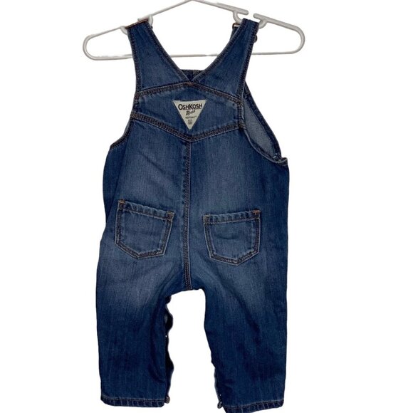 OshKosh B'gosh Vestbak Size 6M Overalls Denim Heart Embroidered Butterfly Snaps - Picture 2 of 12